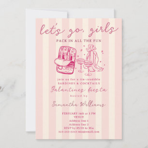 Galentines Let’s Go Girls Sardines Cocktails Party Invitation