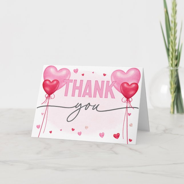 Galentine's Love Is In The Air Bridal Shower Thank You Card (Front)