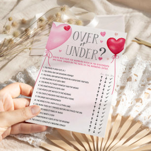 Galentine's Over or Under Bridal Shower Games Invitation