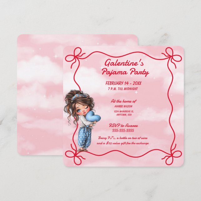Galentine's Pajama Party Invitation (Front/Back)