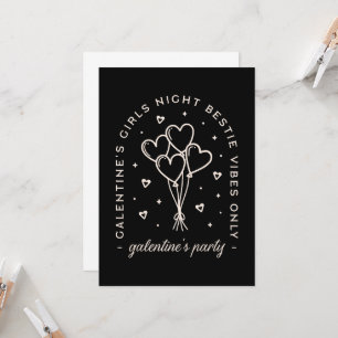 Galentines party bestie girls night black invitation