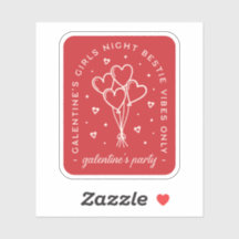 Galentines party bestie girls night red hearts