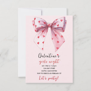 Galentines Pink Bow Party Invitation 