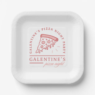 Galentines pizza night girls valentines party paper plate