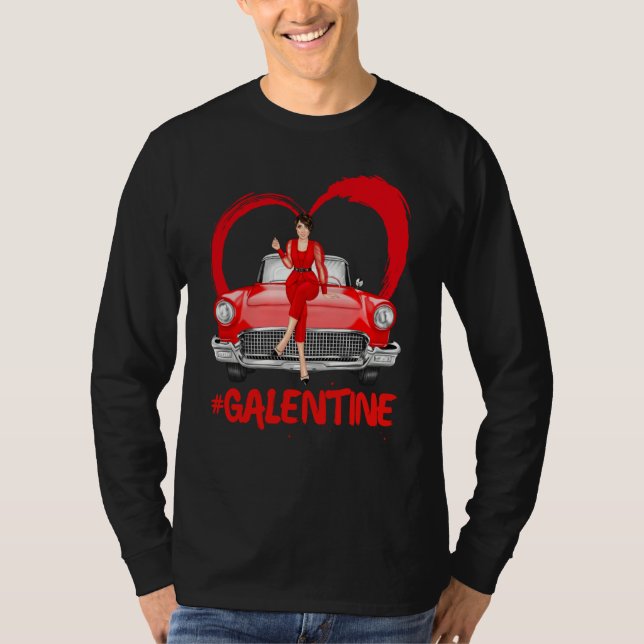 Galentines Single Red Car Driver Fun Bestie Valent T-Shirt (Front)