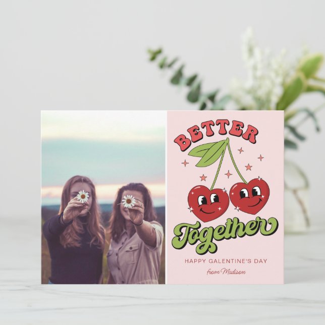 Galentine's Valentine's Day Cherry Better Card (Standing Front)