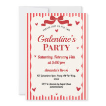 Galentines Valentines Party Coquette Bow Red Heart
