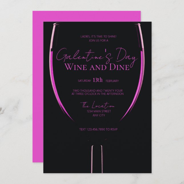 Galentine's Wine and Dine Invitation (Front/Back)