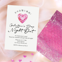 Galentin's Day Night Out Pink Heart Gem Sparkle