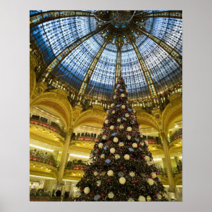 Galeries La Fayette at Christmas, Paris, France Poster