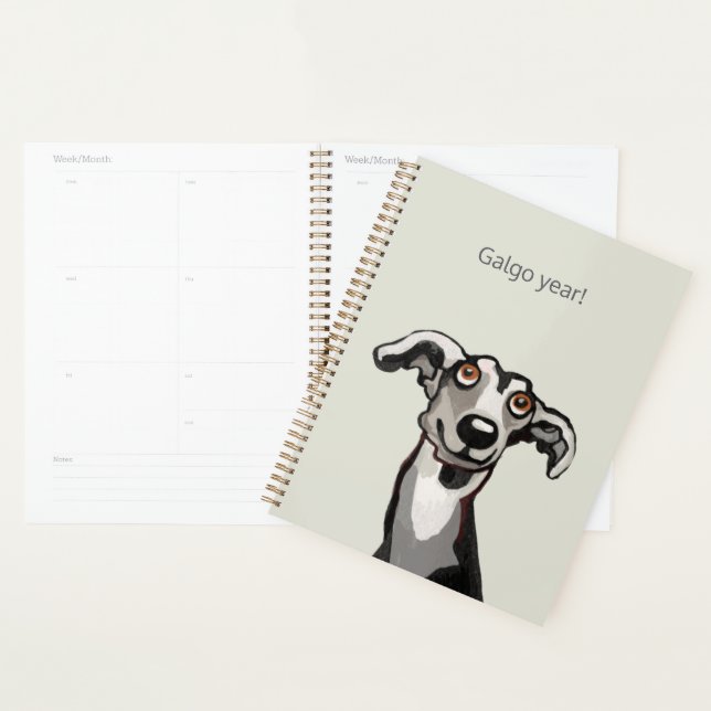 Galgo drawing black and white and grey planner (Display)