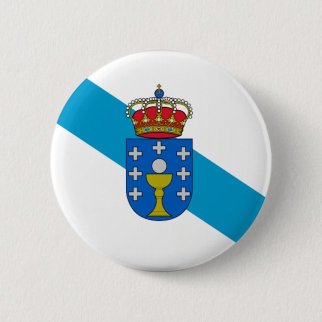 Galicia (Spain) Flag 6 Cm Round Badge (Front)