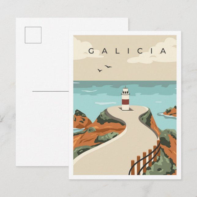 Galicia Spain Vintage Travel Illustration Postcard (Front/Back)