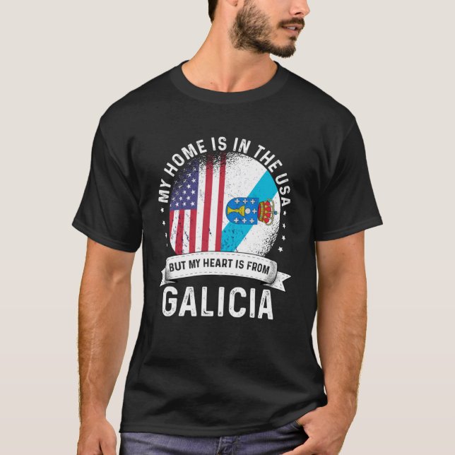 Galician American Patriot Grown Proud Home USA Fla T-Shirt (Front)