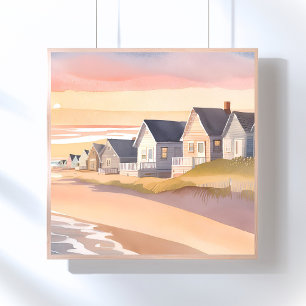 Galilee by the Sea Rhode Island Beach Watercolor Poster
