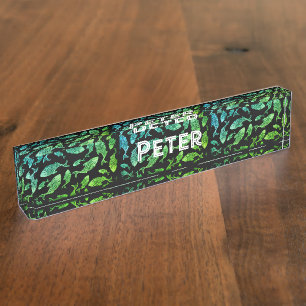 Galilee Fish Green Desk Name Plate