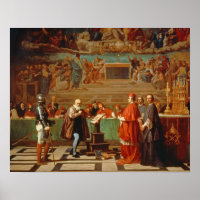 Galileo Galilei (1564-1642) before members of the