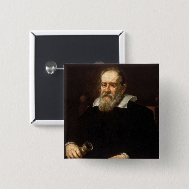 Galileo Galilei: Father of Science & Astronomy 15 Cm Square Badge (Front & Back)