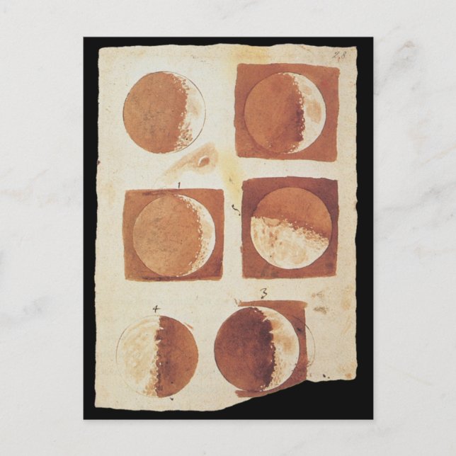 Galileo moon phases 1616 postcard (Front)