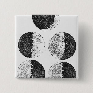 Galileo's drawings of the phases of the moon 15 cm square badge