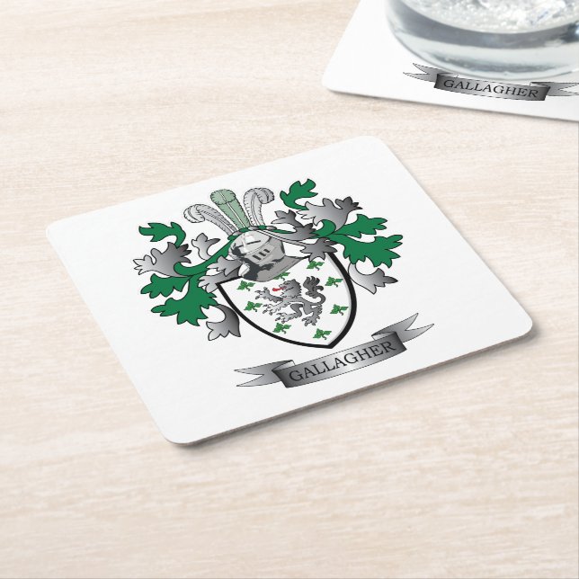 Gallagher Coat of Arms Square Paper Coaster (Angled)