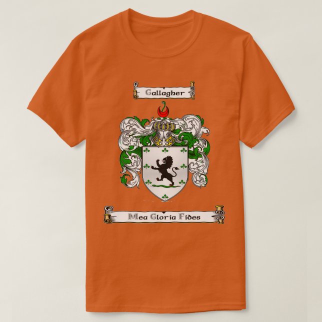Gallagher Family Crest and Motto  T-Shirt (Design Front)