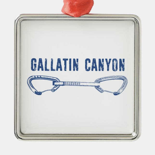Gallatin Canyon Montana Rock Climbing Quickdraw Metal Tree Decoration (Front)