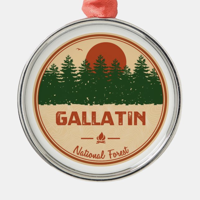Gallatin National Forest Metal Tree Decoration (Front)
