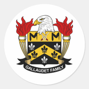 Gallaudet Family Crest Classic Round Sticker