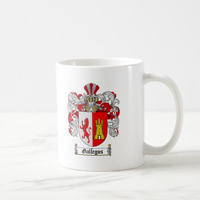 GALLEGOS FAMILY CREST -  GALLEGOS COAT OF ARMS COFFEE MUG (Right)