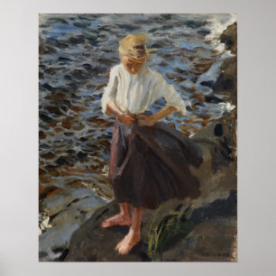 Gallen-Kallela - A Girl Standing In The Wind Poster