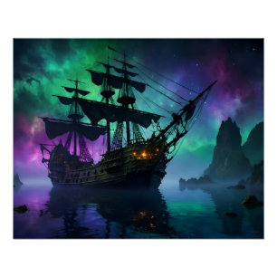 Galleon Beneath the Haunted Stars Poster