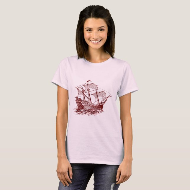 Galleon - Dark Red T-Shirt (Front Full)