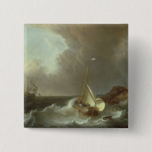 Galleon in Stormy Seas 15 Cm Square Badge