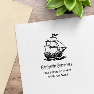 Galleon Wooden Sailing Ship Custom Address Rubber Stamp