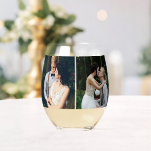 Gallery of 4 Personalised Photo Stemless Wine Glass