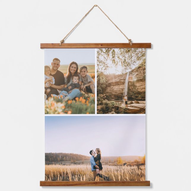 Gallery Trio With 3 Personalised Photos Hanging Tapestry (Front)
