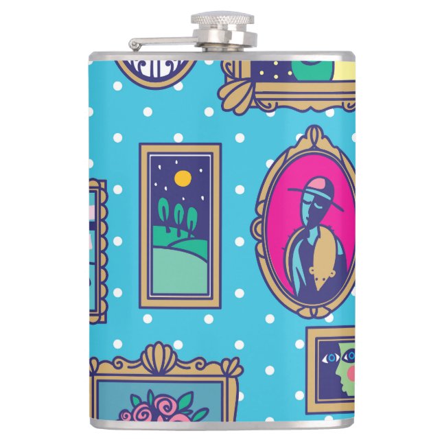Gallery Wall: Diverse Picture Collection Hip Flask (Front)