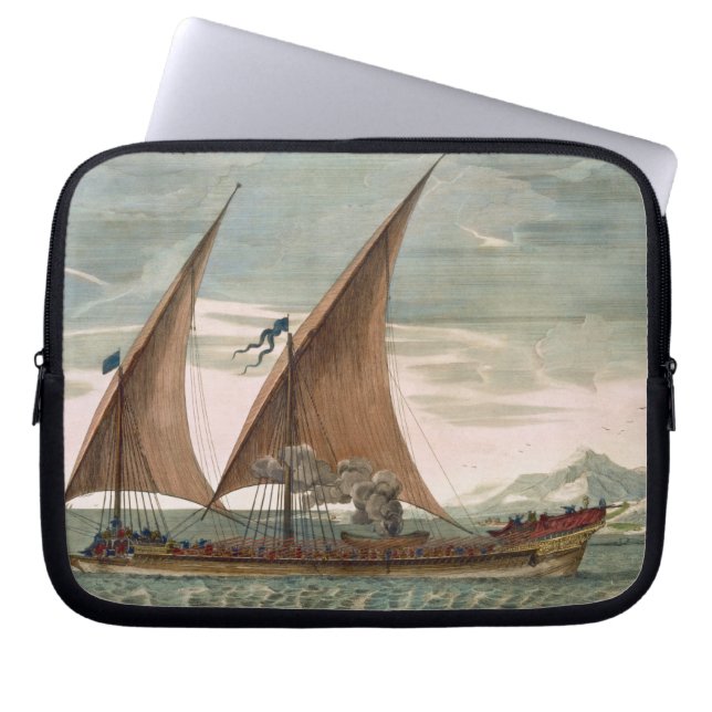 Galley under sail, flying standard of the Commande Laptop Sleeve (Front)