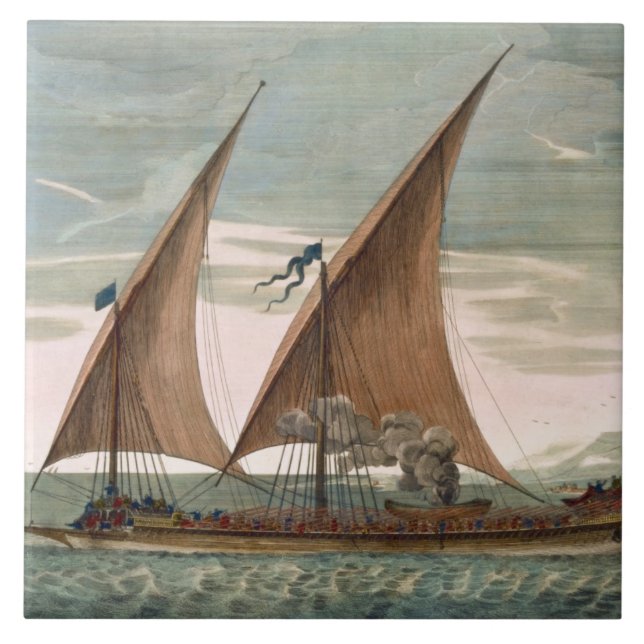 Galley under sail, flying standard of the Commande Tile (Front)