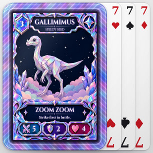 Gallimimus Dinosaur, Rainbow Foil Art Playing Cards