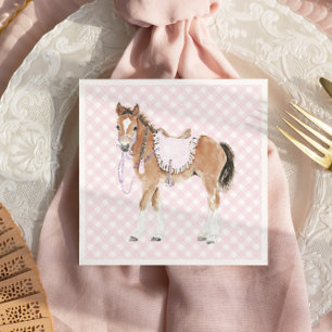 Gallop on Over Girls Pink Horse Birthday Napkin