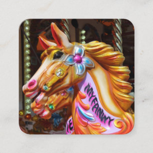 Gallopers 02 (Fairground Horses) Square Business Card