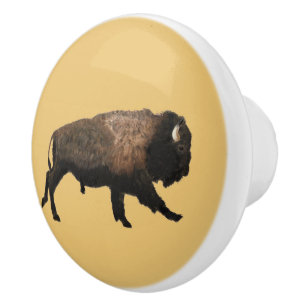 Galloping Bison Ceramic Knob