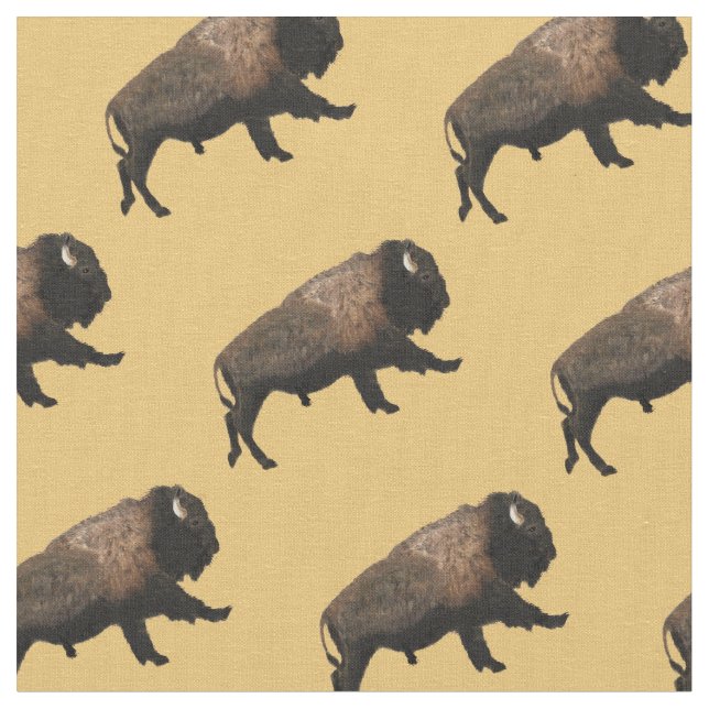 Galloping Bison Fabric (Close Up)