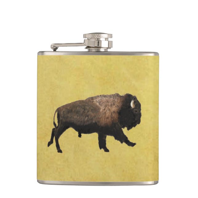 Galloping Bison Hip Flask (Front)