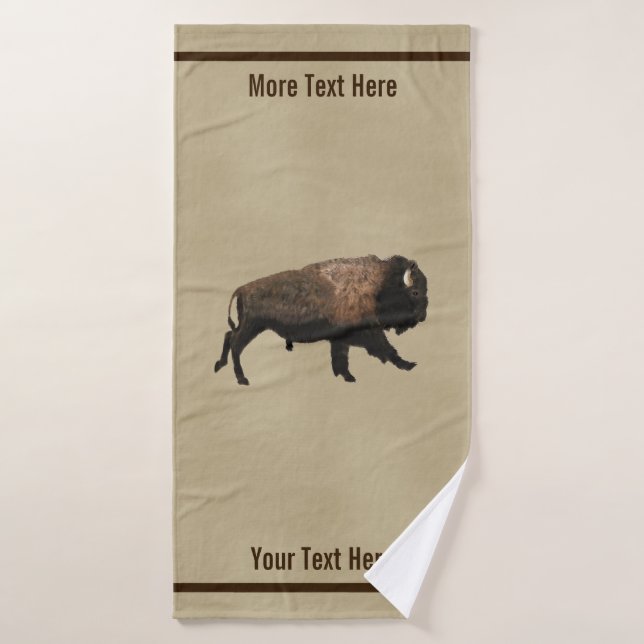 Galloping Bison On Old Paper Bath Towel Set (Bath Towel)