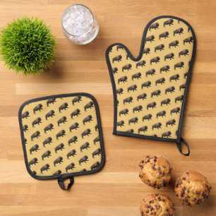 Galloping Bison Oven Mitt & Pot Holder Set