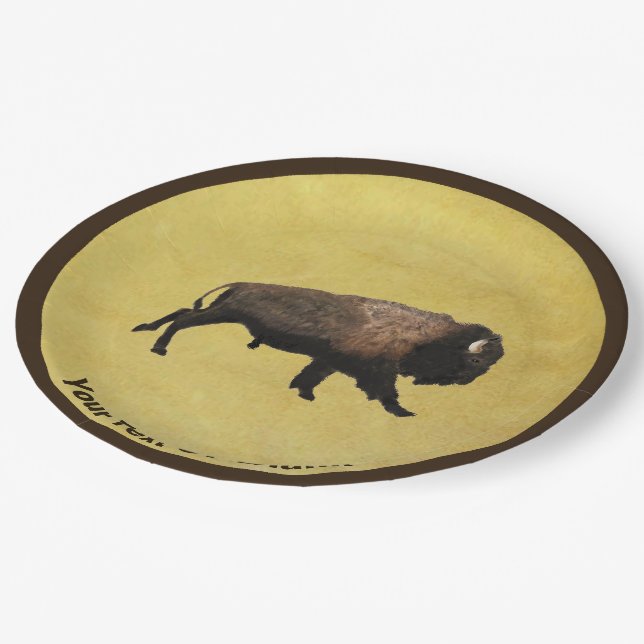 Galloping Bison Paper Plate (Angled)