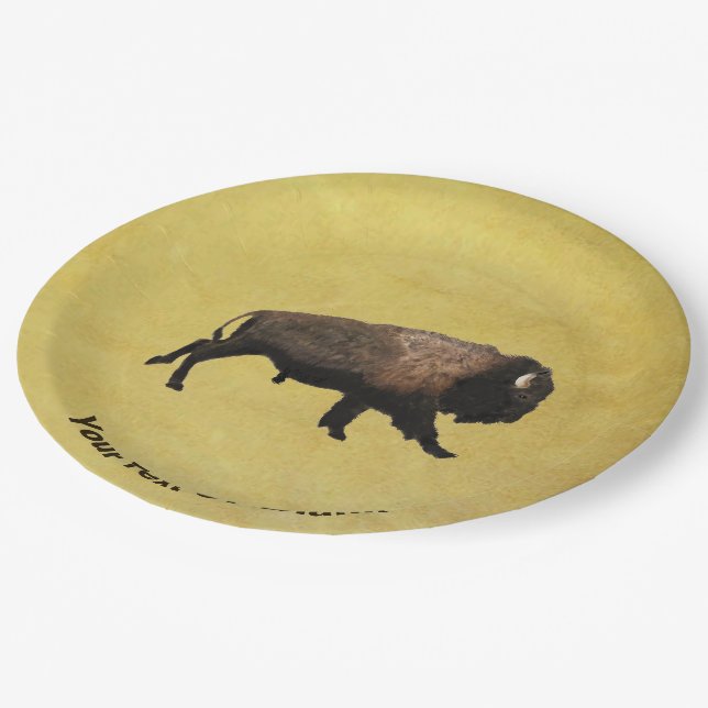 Galloping Bison Paper Plate (Angled)